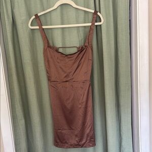 Free People Chocolate Satin Slip Dress